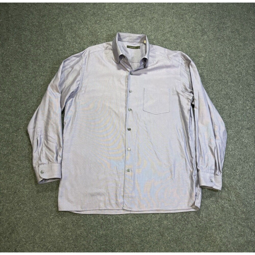 Ermenegildo Zegna Shirt Mens 2XL Button Up Long Sleeve Purple EUC